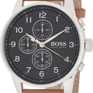 BOSS. Men's Hugo Navigator Chronograph Leather Strap Watch, 38mm